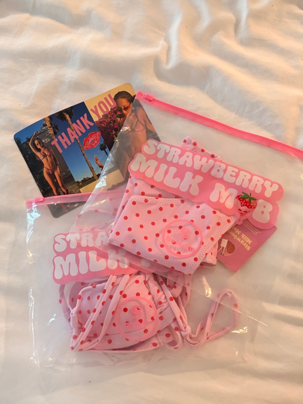 Strawberry Milk Mob Pink Polka Dot Bikini - Picture 4 of 4